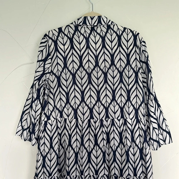 MLLE GABRIELLE Cotton Hand Print Leaf Dress EUC L - Picture 4 of 5